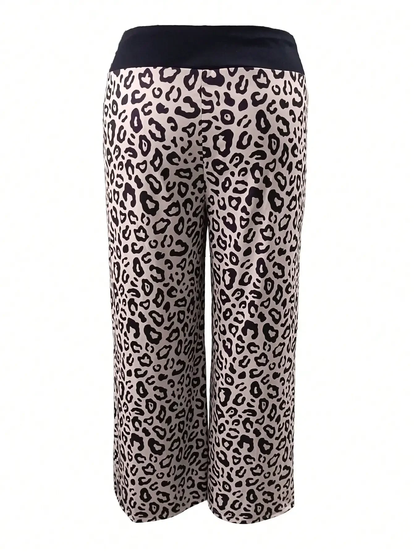 Pantaloni a vita elastica alla moda da donna a vita alta primavera e autunno taglie forti Pantaloni larghi con coulisse stampati leopardati
