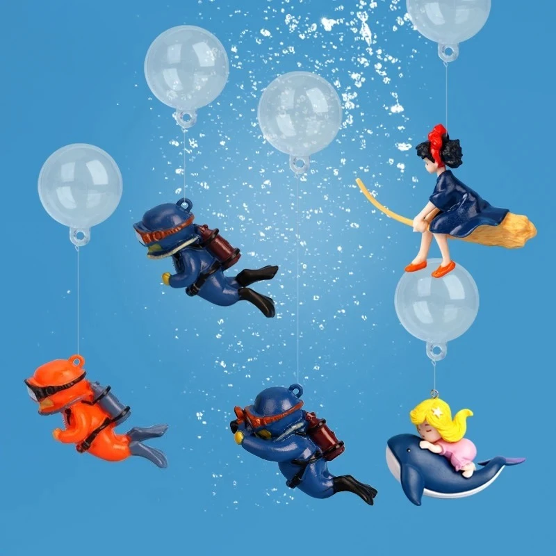 

Cartoon Fish Tanks Decor Mini Diver Simulated Floating Mermaid Aquarium Fish Tank Decoration Kiki Pendant Aquarium Accessories