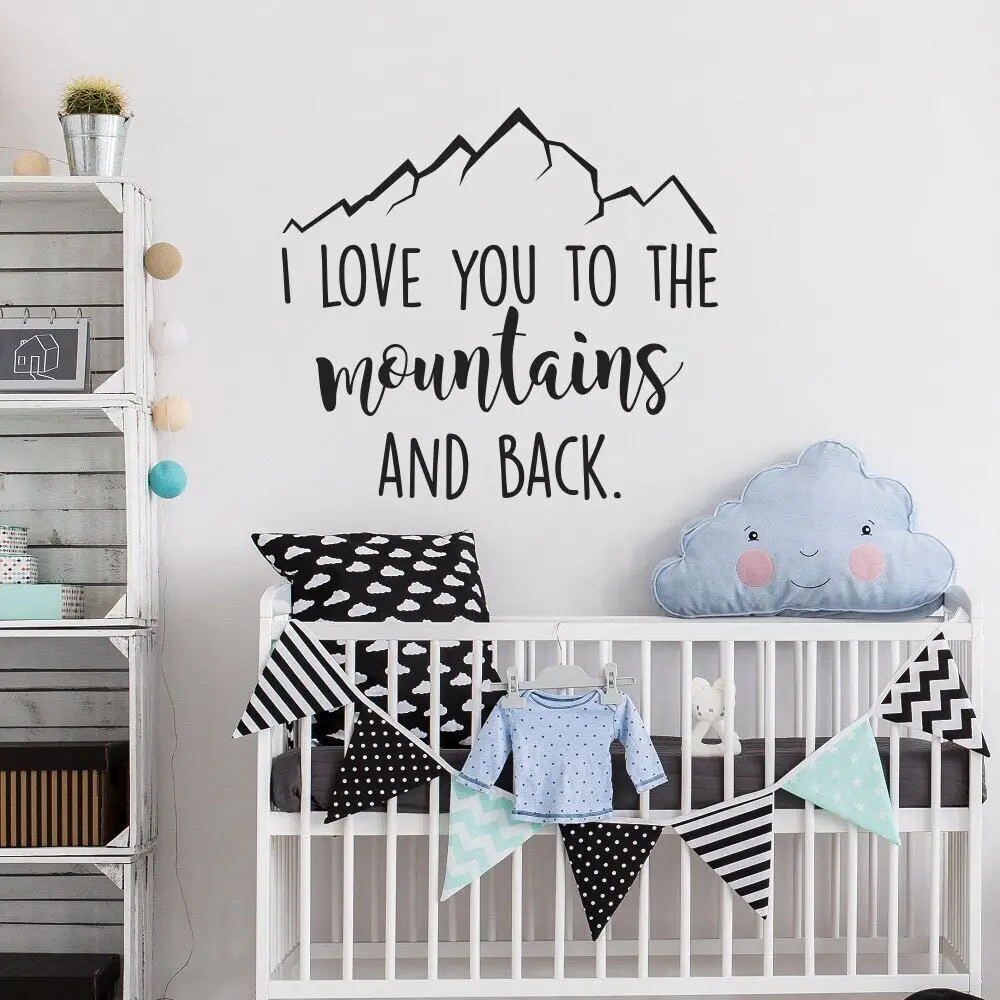 Модная семейная наклейка на стену, тематическая наклейка с приключениями, цитата «I Love You To The Mountain and Back», клейкая наклейка для дома, Детская Наклейка