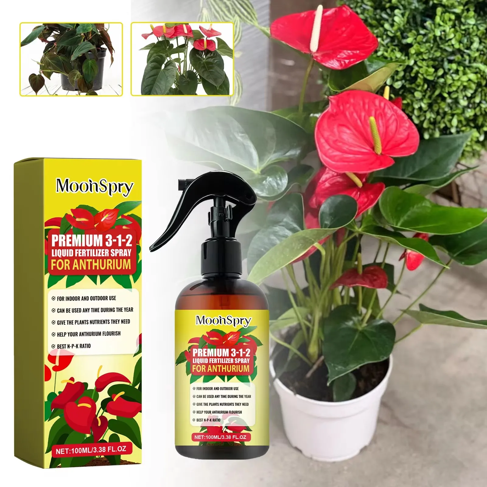 MOONSPRY بخاخ الأسمدة السائلة للأنثوريوم يحسن نسيج تربة النخيل الحمراء ويعزز الخصوبة ونفاذيةها #2