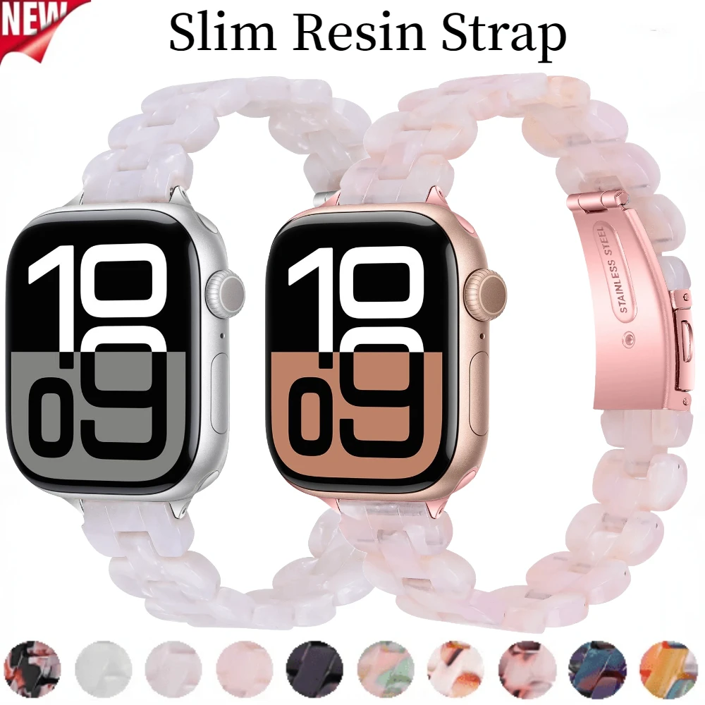 

Slim Resin Strap For Apple Watch 49mm 46mm 45mm 41mm 44mm 40mm 42mm Women bracelet band iWatch Series Ultra 10 9876543SE correa