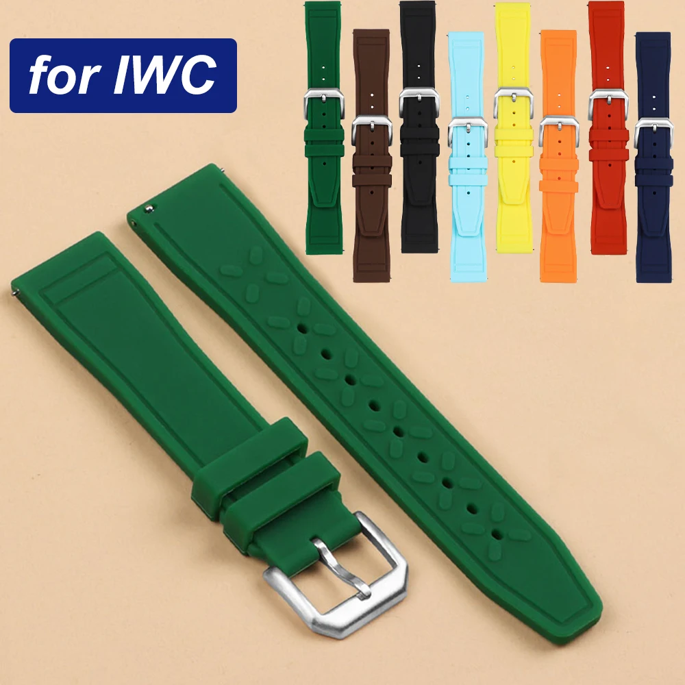 20mm 21mm 22mm Watch Strap for IWC PILOT Portugal Quick Release Premium Grade Light Blue Rubber Bands Waterproof Sport Bracelets