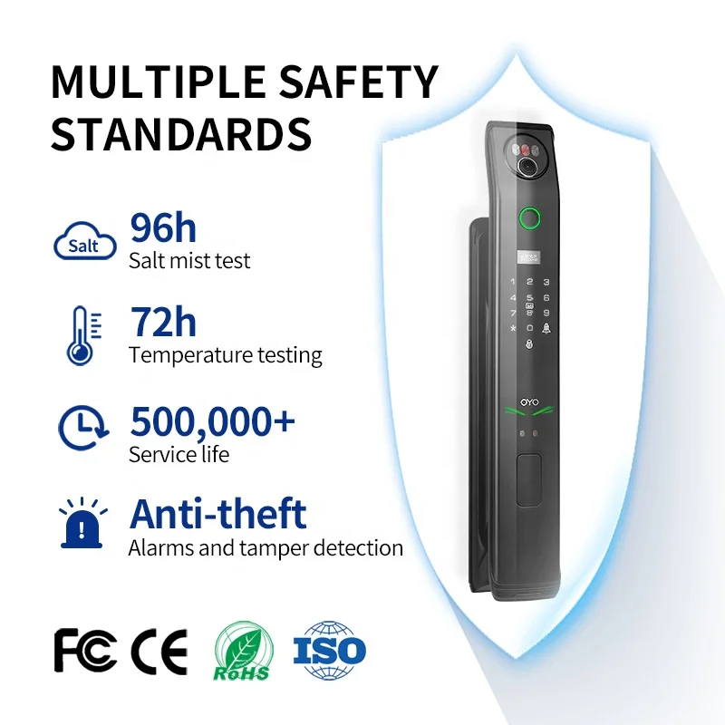 OYO Security Israel Mortise Tuya Smart Door Lock Fingerprint Keyless WiFi Camera Face Recognition Digital Electronic Door Lock