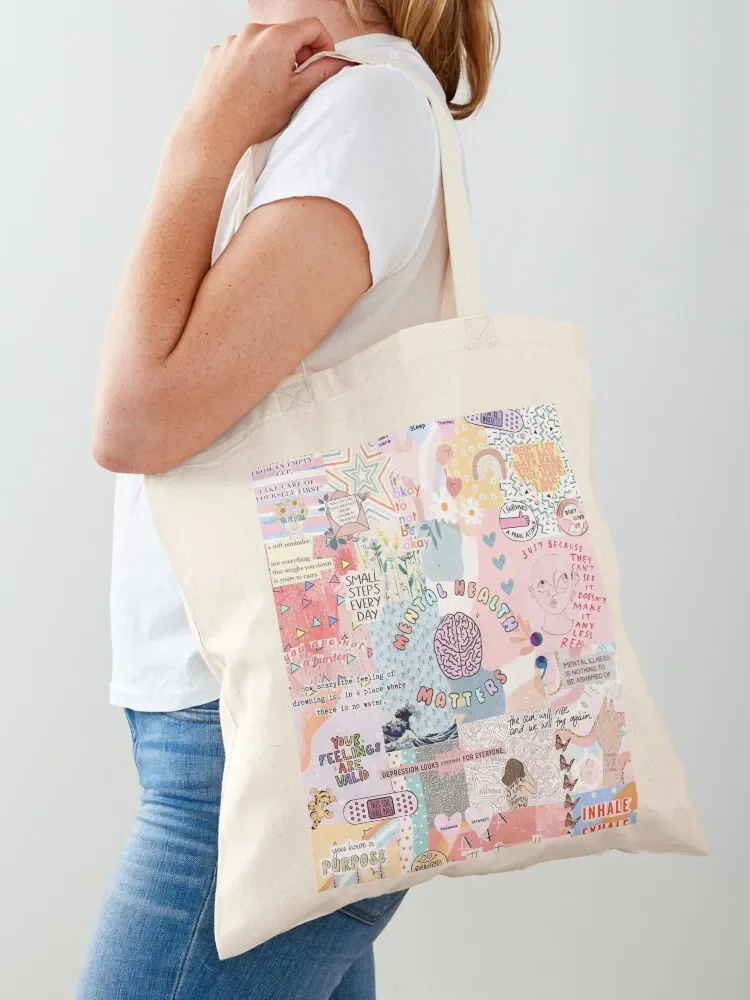 Mental Health Matters Collage Tote Bag shopper bag women canvas cloth bag woman tote women