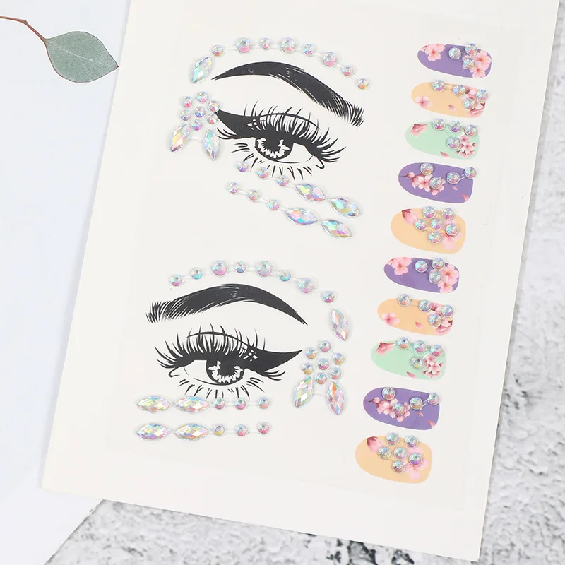 

Style Face Gems Stickers Self Adhesive Waterproof Rhinestones for Costume Party Stage Makeup Body Art Decoration
