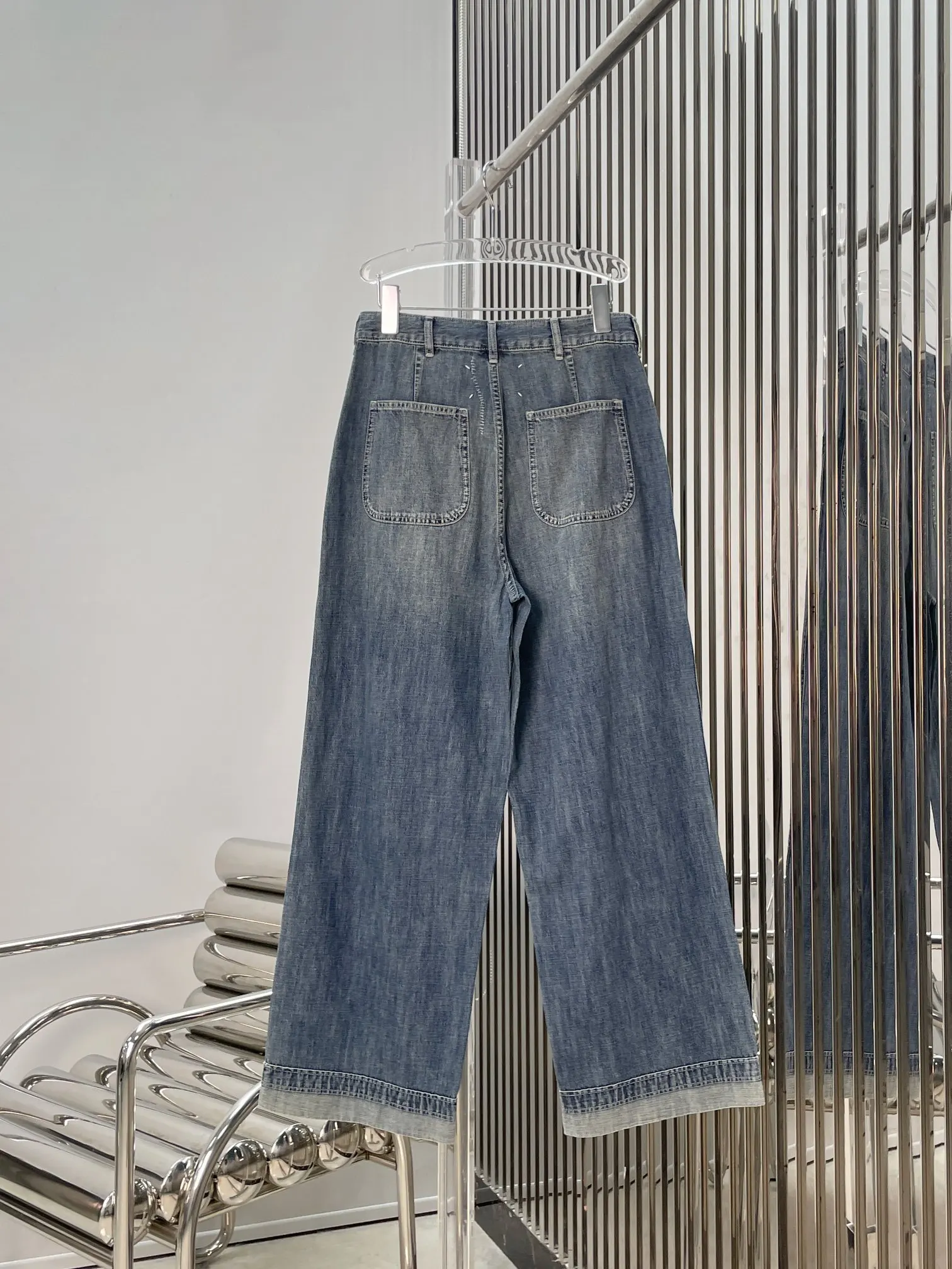 

Retro Washed Thin Denim Jeans Women's Fashionable Wide Leg Pants High Waist Loose Fit Jeans Casual Style Spring Collection