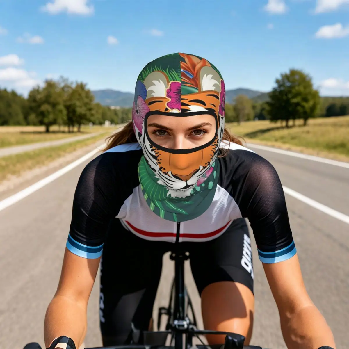 Leopard Tiger Cartoon Breathable Thin Balaclava Full Face Mask Sun Protection Neck Gaiter For Motorcycle Cycling Fishing Outdoor