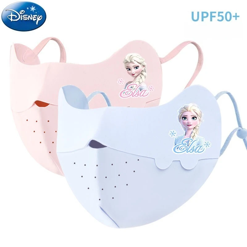 Miniso Disney Girls Summer Ice Silk Sunscreen Mask Breathable Thin UV Anti-Ultraviolet Children's Sunscreen Mask UPF50+