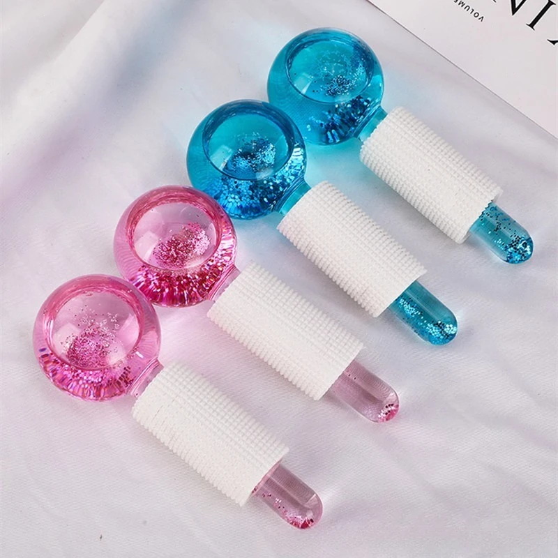 

2PCS Set Ice Wave Facial Massage Ball Facial and Eye Ice Therapy Care Anti Slip Massage Anti Freezing Glass Ball Health Massage