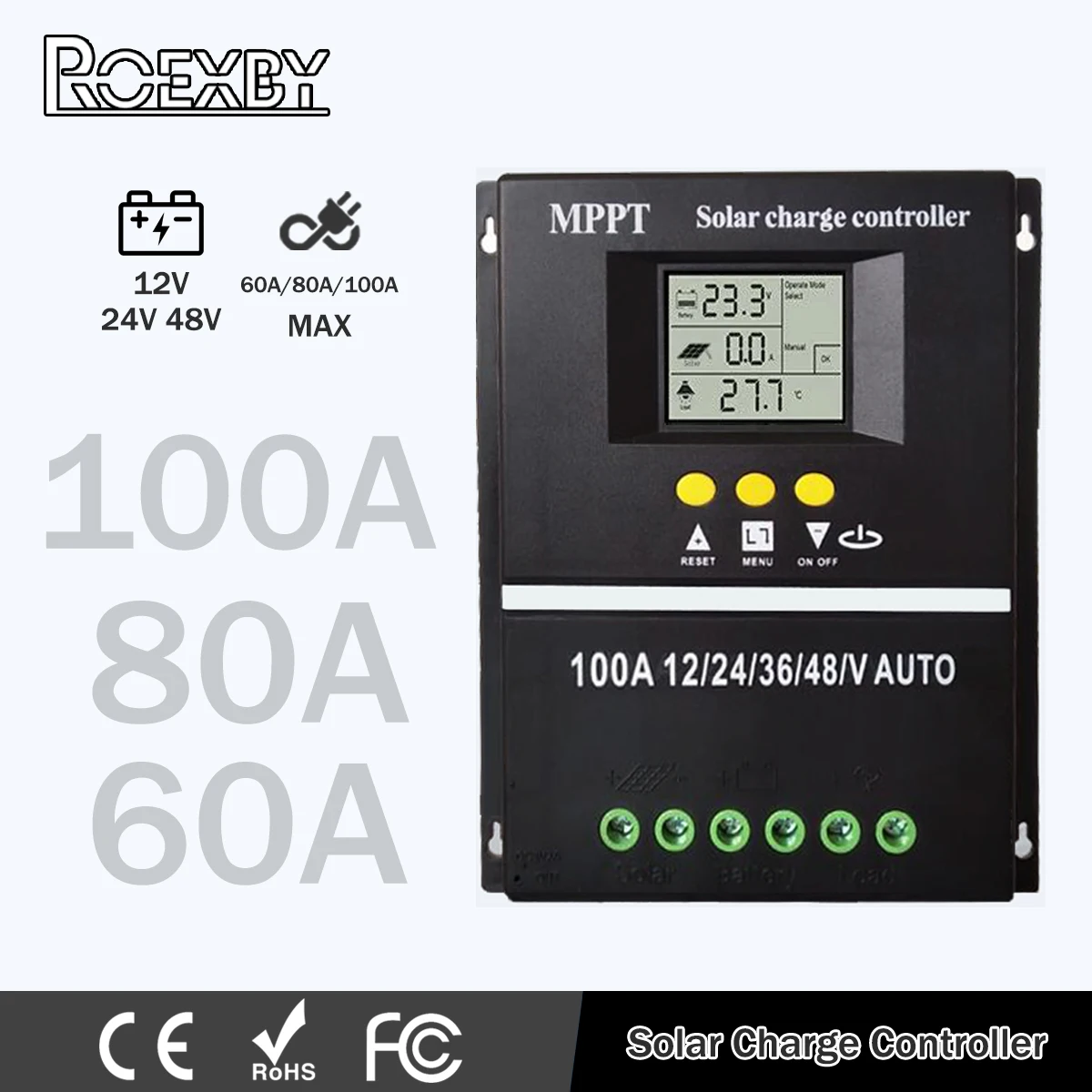 MPPT 100A 80A 60A 12V/24V/36V/48V regolatore di carica solare strumenti caricabatterie doppio USB piombo acido batteria al litio LCD caricabatterie