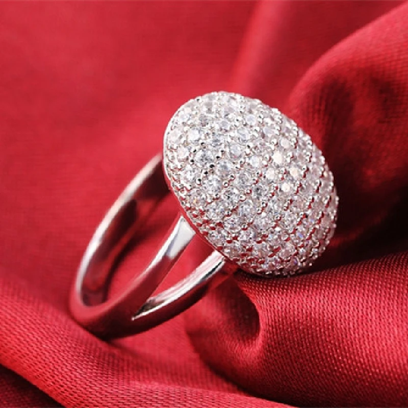 Luxury Charm Rings Silver 925 Jewelry with Zircon Gemstone Finger Rings Fashion Accessories for Women Wedding Party Bridal Gift