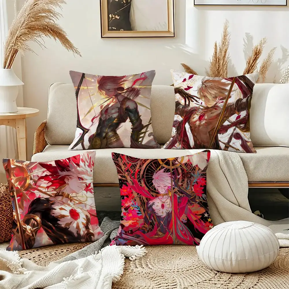Pro Game Fate/Grand Order Cushion Cover Short Plush Pillowcase, Washable Wrinkle Resistant Cover for Bedroom Gift