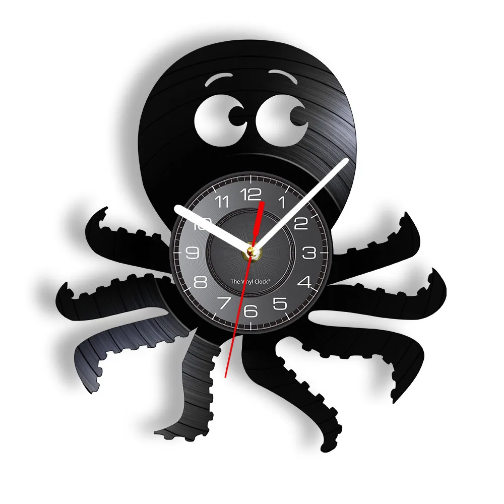 Octopus Nautical Wall Art Wall Clock Kraken Octopus Vinyl Record Wall Clock Deep Sea Navy Home Decor Modern Clock Wall Watch