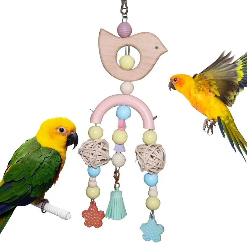 Parakeet Toys Cage Bite Toy Foraging Teething Toy Bird Chewing Colorful Parrot Foraging Toy Harmless And Natural For African Gre