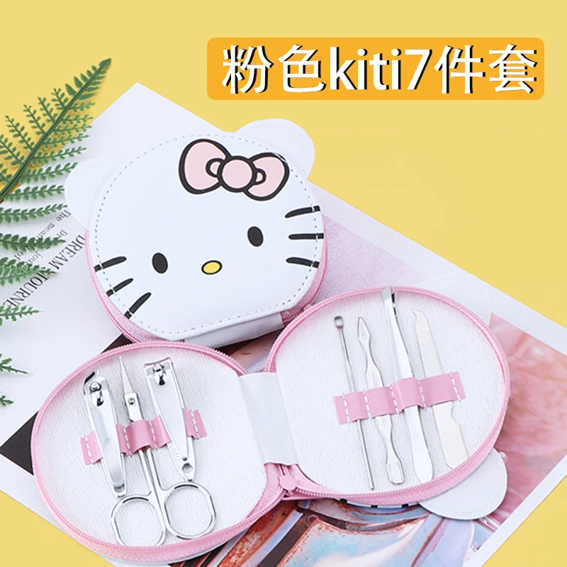 Kawaii sanhos Hello Kitty Nail Clipper Set Mini Cute Cartoon Nail Clipper Girl Heart Nail Art Tool Set portatile