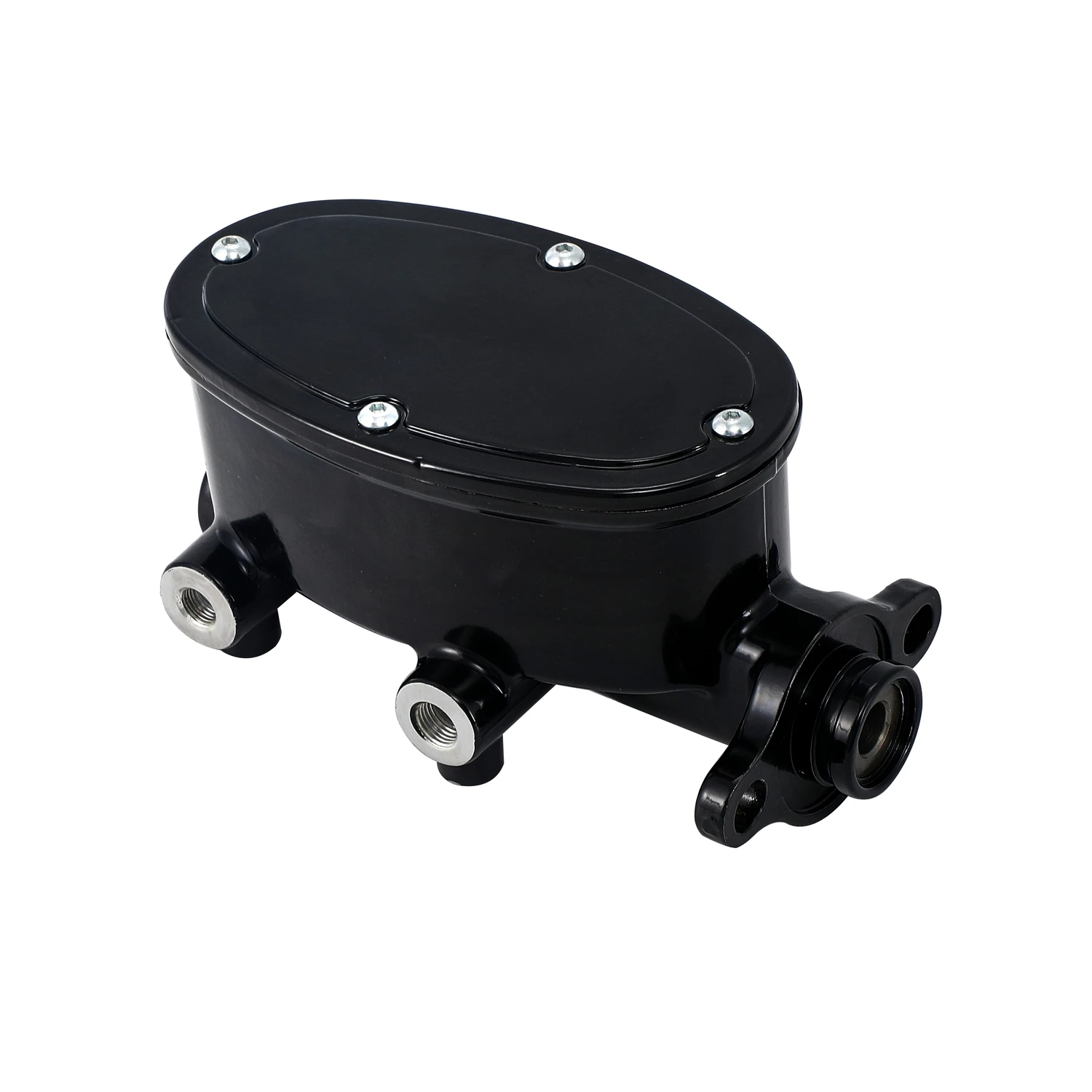 Black Aluminum Oval Tandem Dual Master Cylinder 1 