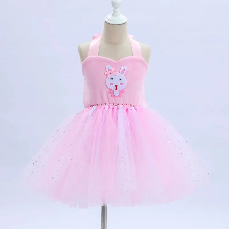 زي لعب الأدوار على شكل حيوانات لعيد الهالوين للفتيات، فستان مطبوع عليه أرنب لحفلات أعياد الميلاد