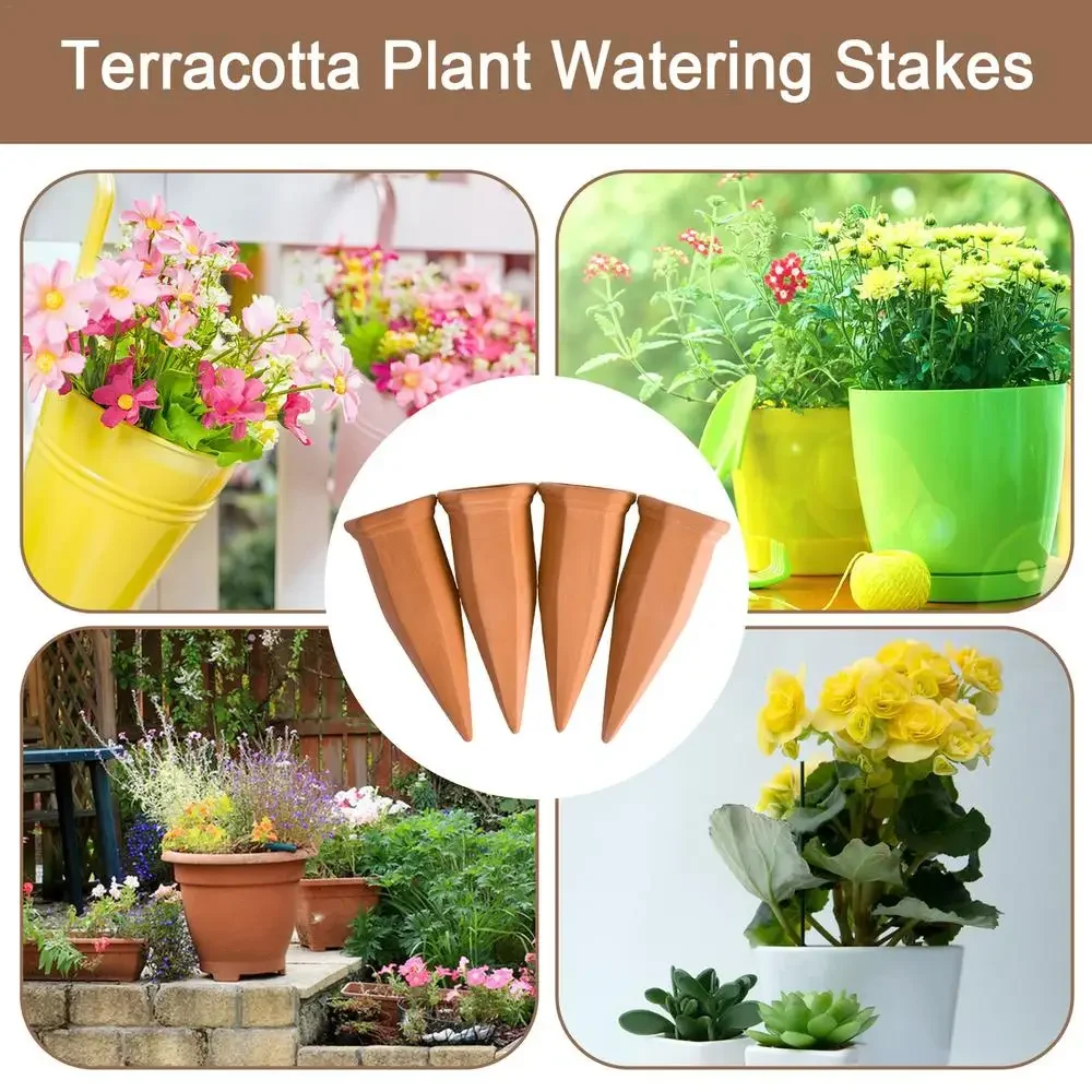 Plant Self Watering Spikes 4pcs Plants Self Watering Spikes In Terracotta Wine Bottle Indoor Outdoor Garden Waterer For Daisy