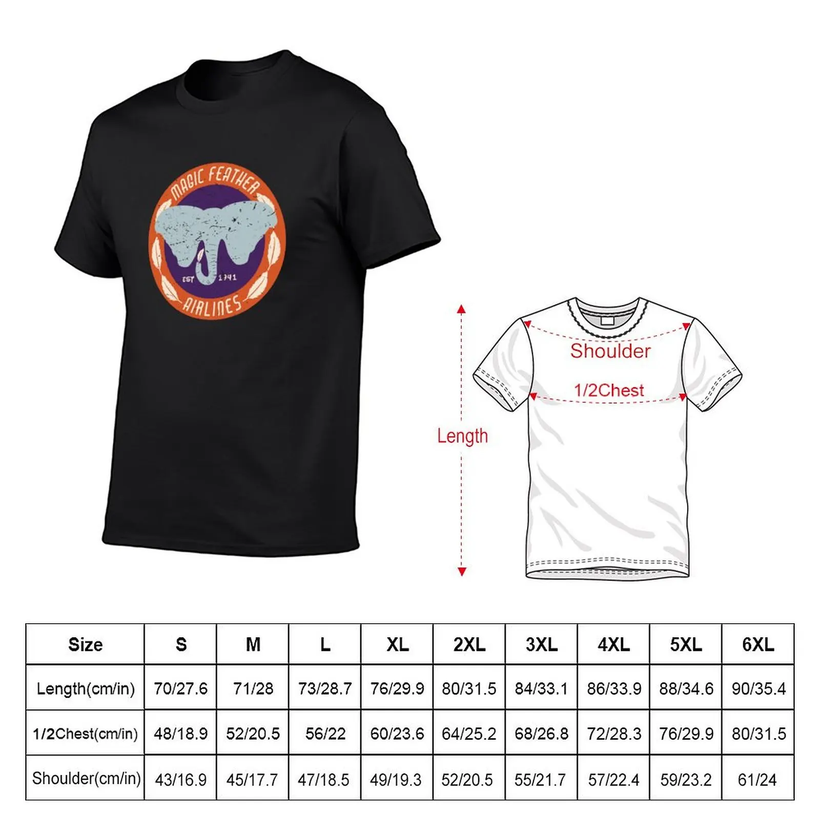 Magic Feather Airlines distressed T-Shirt graphic tee shirt tees cheap stuff Blouse t shirts for men cotton