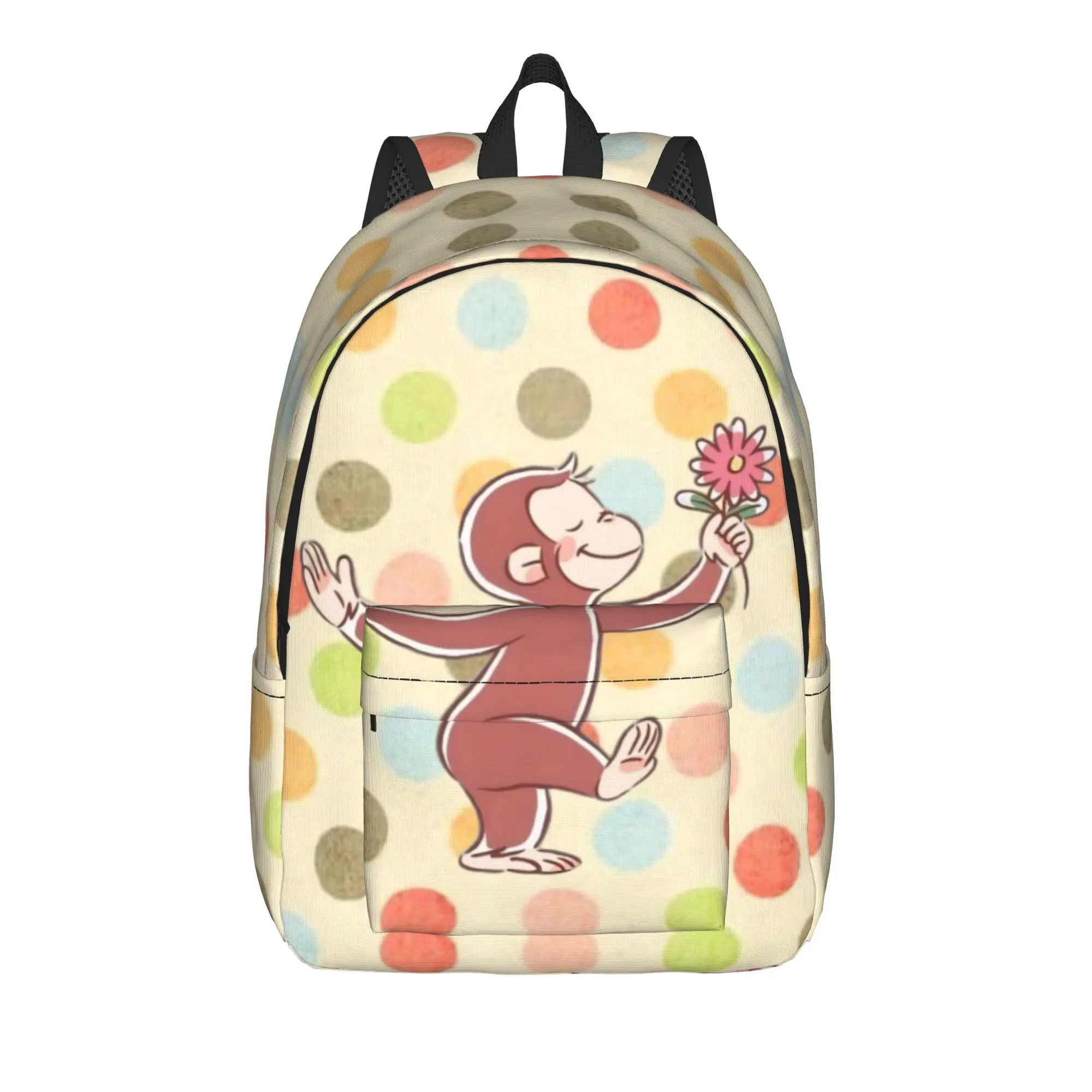 Curious Monkey Georges Cartoon Classical Backpack Outdoor High School Work TV Series Daypack for Men Women Laptop Shoulder Bag