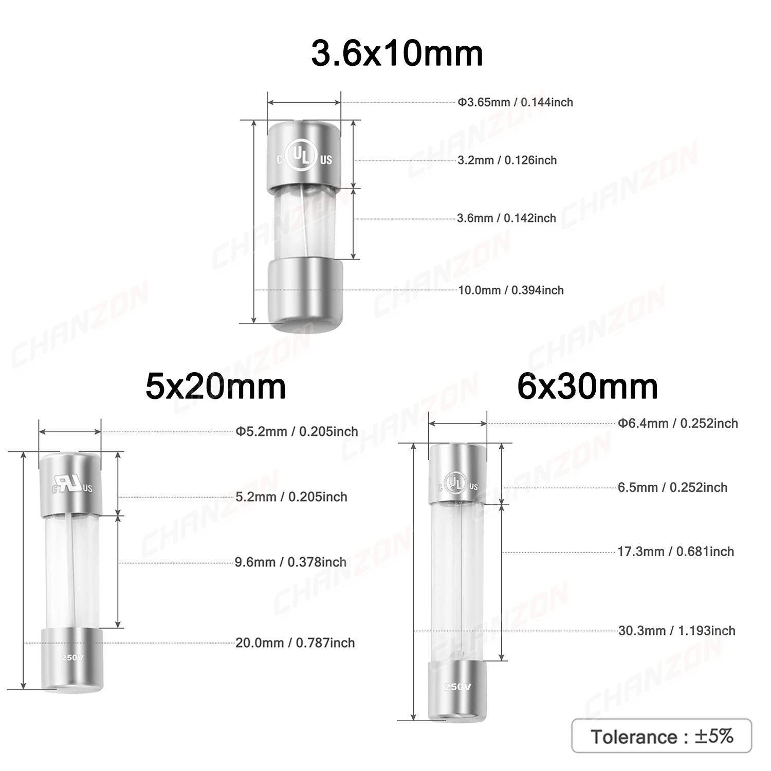 3,6x10 5x20 6x30 Kit de fusibles de vidrio de tubo de soplado lento rápido 0.5A 1A 2A 2.5A 3A 4A 5A 6A 6.3A 8A 10A 12A 15A 125V 250V 5x20mm surtido