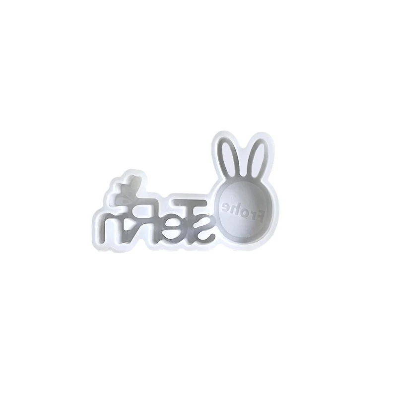 3D Cartoon Happy Easter Letter Decoration Silicone Mold Handmade Aromatherapy Plaster Easter Bunny Egg Drop Glue Plaster Mold