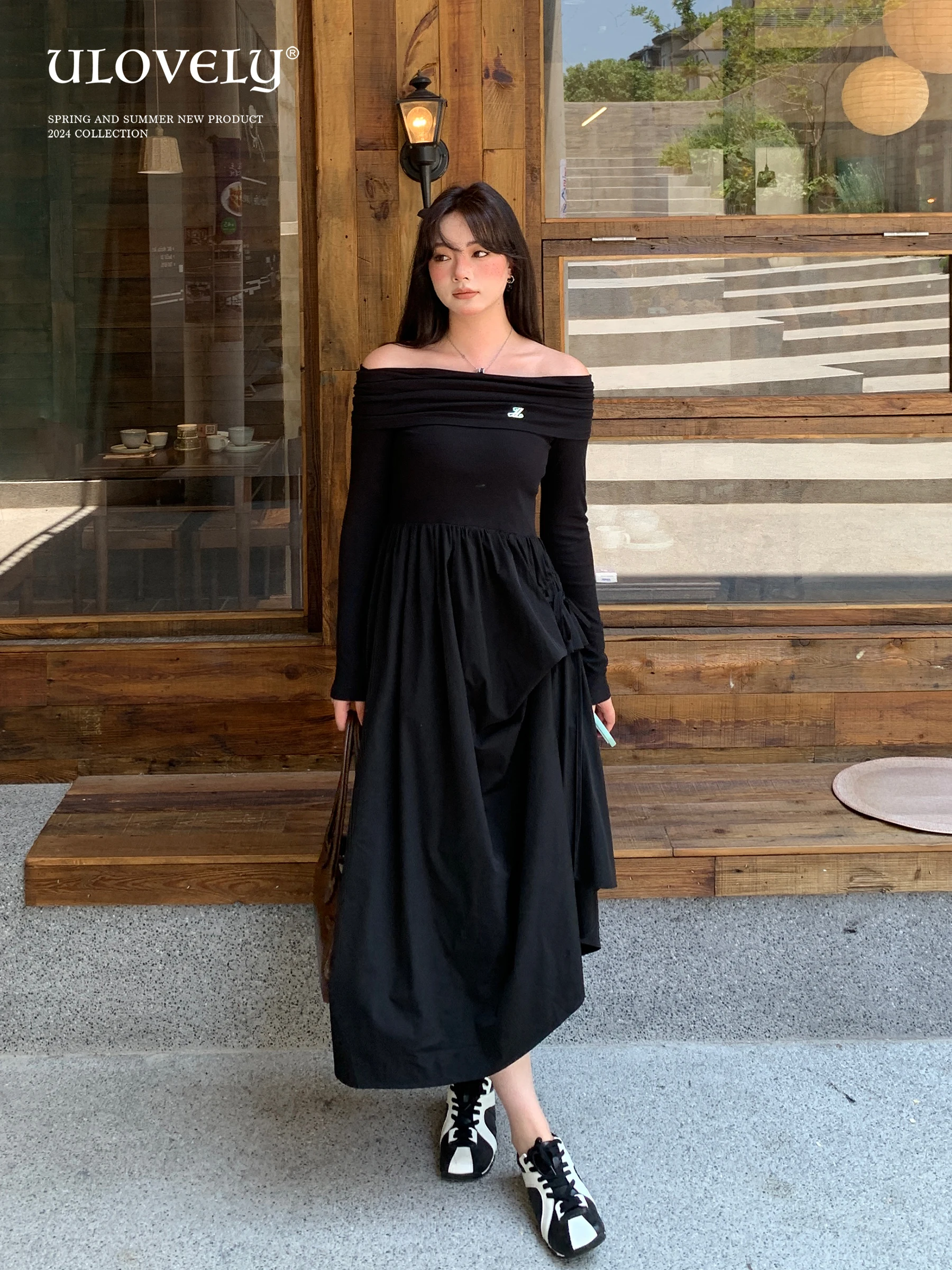 

Ulovely Hepburn Sle One oulder Long Skirt Large Size Dr Asymmetrical Design Slimming Effect for Plump Women Summer Com...