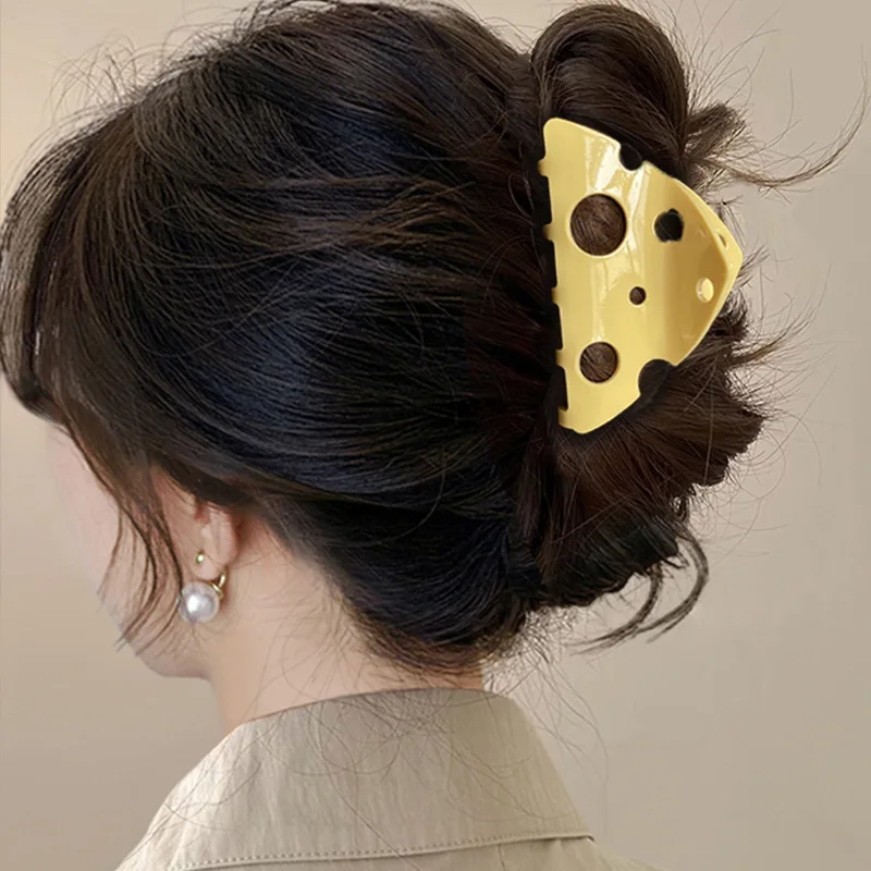 1/6 Pcs Women's Hair Claws Personalized Creative Kawaii Fashionable Trendy Hair Clips Funny Hair Accessories Girl Cheese Cute