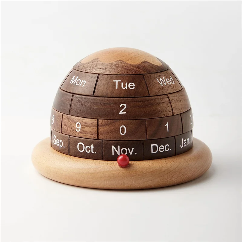 Compact 1Set Wooden Desktop Calendar Decor Office Desk Decor Block Calendar For Desk Brown