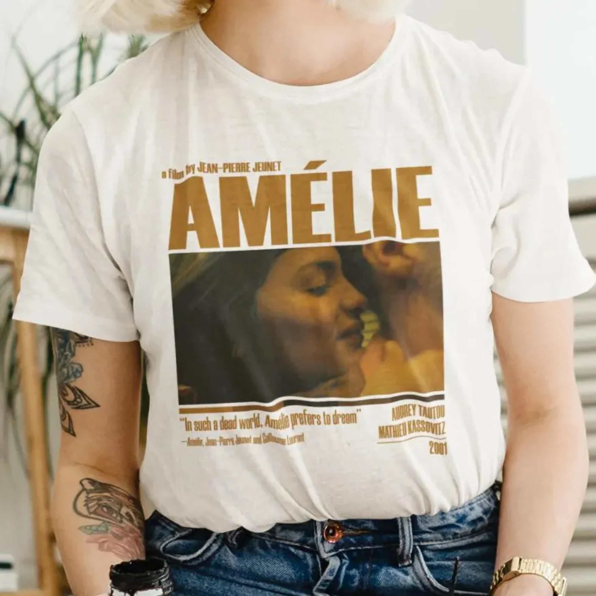 

Amelie Movie Printed Women's T-shirt Spring/Summer Fashion Trend Pure Cotton Top Neutral Short Sleeve T-shirt
