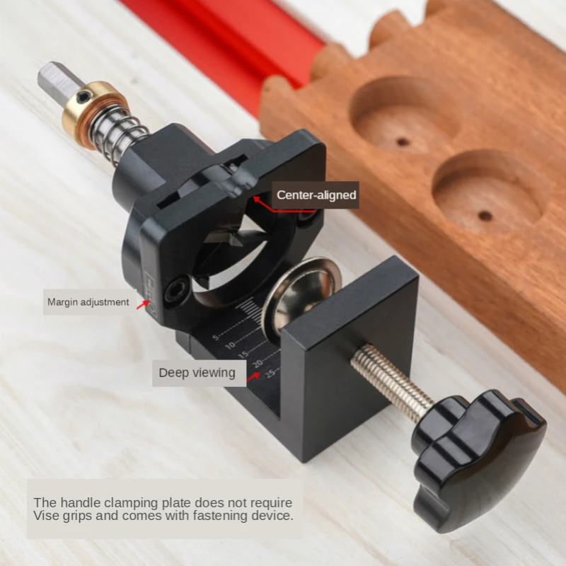 35mm Door Cabinet Hole Opener, Woodworking Hinge Hole Drill Guide Locator Wood Drilling Dowel Jig Alloy Cup Style Hinge Jig