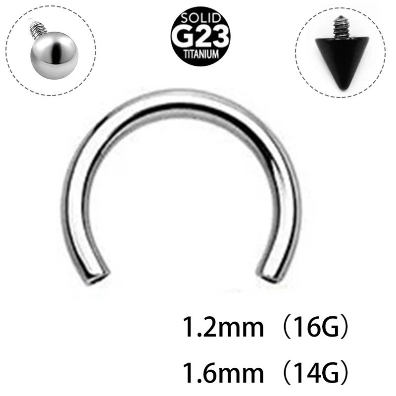 1Pc G23 Titanium Inner Tooth C Rod U-Shaped Horseshoe Rod 14g16g (1.2/1.6mm) Puncture Jewelry Accessories