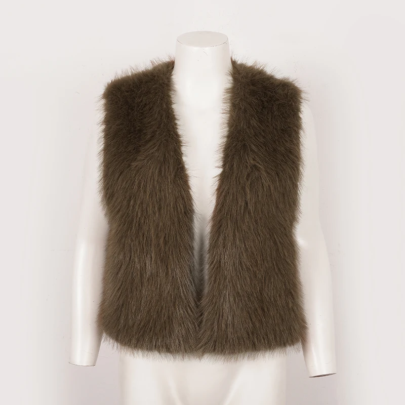 Cappotto in pelliccia sintetica senza maniche leggero e caldo da donna Giacca cardigan invernale nuova alla moda Cappotti da donna abrigos invierno mujer