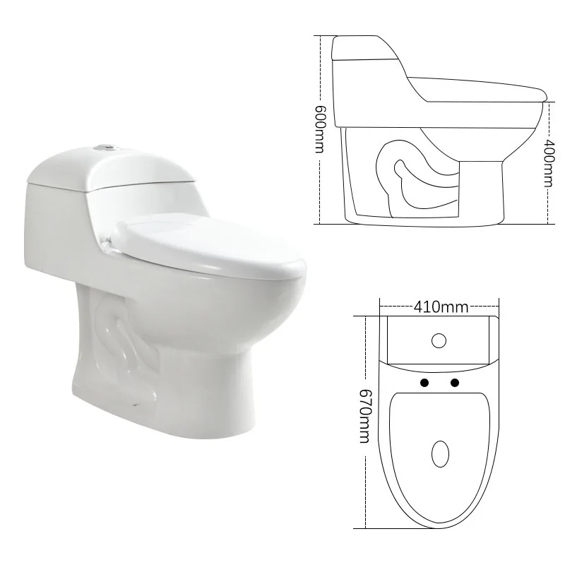 سيراميك عالي الجودة صغير الحجم قطعة واحدة S-trap ممدود المرحاض التلقائي إزالة الروائح الكريهة سيفون جت فلاشينغ خزان المياه المنخفضة #6
