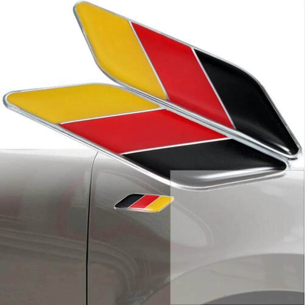 2Pcs/Pair 3D Metal German Flag Car Body Side Fender Rear Trunk Emblem Badge for Volkswagen Audi Bmw Mercedes Benz Porsche view 2