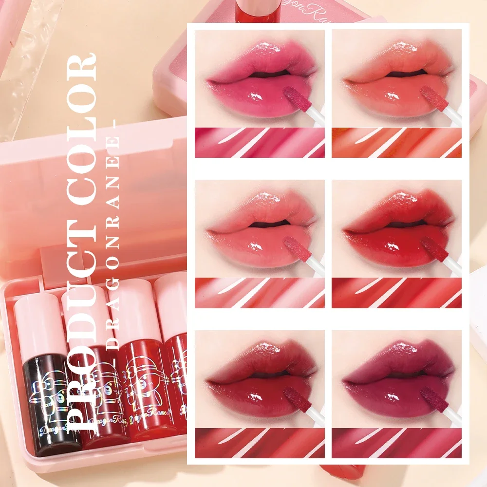 لامعة الشفاه وصمة عار المياه القائمة على ترطيب سطع طويلة الأمد غير تتلاشى مرآة الصقيل 6 قطعة مجموعة ماكياج أحمر الشفاه السائل الصغير #5