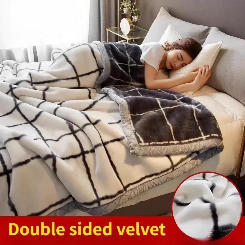 Printing Blanket Quilt Winter Keep Warm Double-deck Thickening Soft Comfortable Multiple Specifications Add Velvet Siesta Sheet