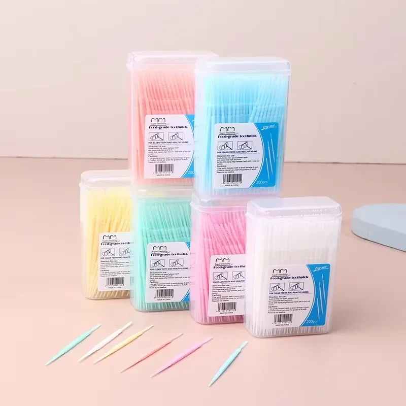 100-1000PCS Portable Ultra-fine Toothpicks, Disposable Family Box, Double-head High-end Personalized Creative Fruit Sticks