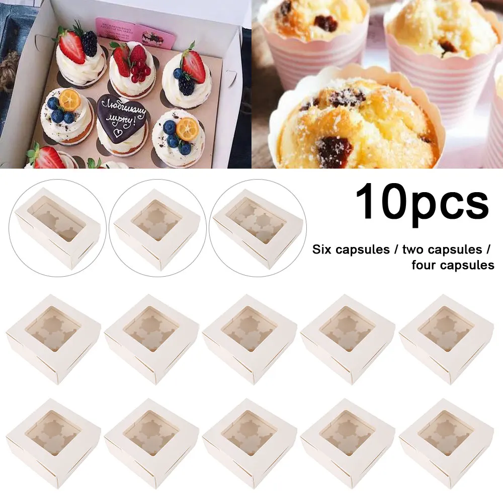 Cupcake Boxes with Inserts Cake Boxes with Clear Window Cake Holder Cupcake Carrier 2/4/6 Holes Muffin Boxes for Holidays