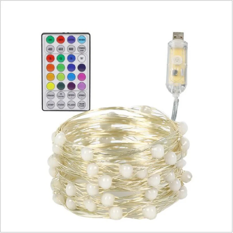 Guirxiété lumineuse LED avec télécommande USB, 16 couleurs, guirxiété scintillante, nickel é, extérieur, feston pour la maison, jardin, nouvel an, décoration d'arbre de Noël