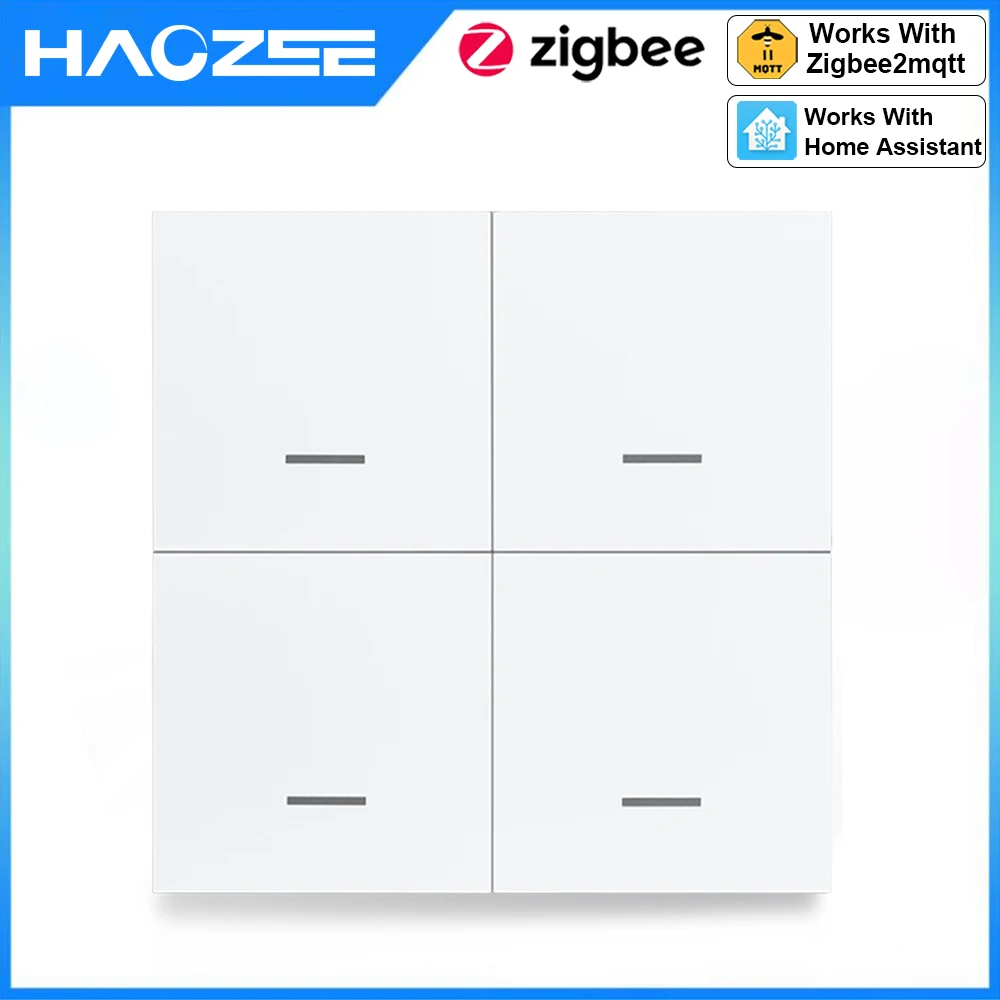

Умный переключатель ZigBee, 4-бандовый сценарий, 12, переключатель сцен, кнопочный контроллер, поддержка DeCONZ Zigbee2mqtt, домашний помощник