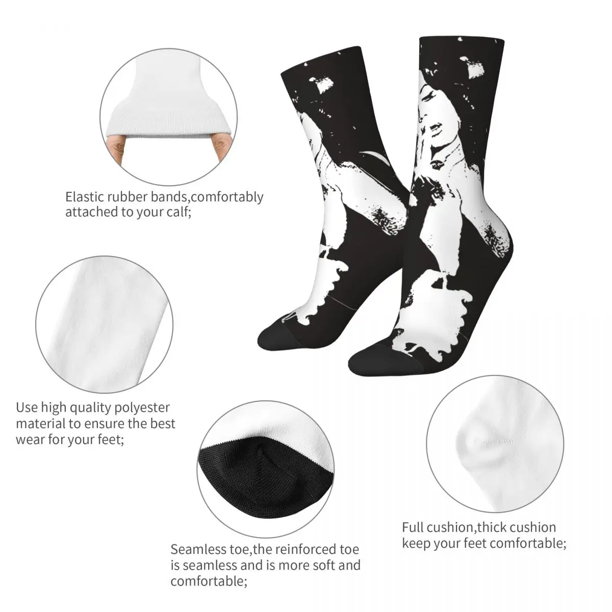 Lana Del Rey Socks Men's Women's Polyester Casual Vintage Pencil Drawing Style Socks Harajuku Middle Tube Socks Gifts