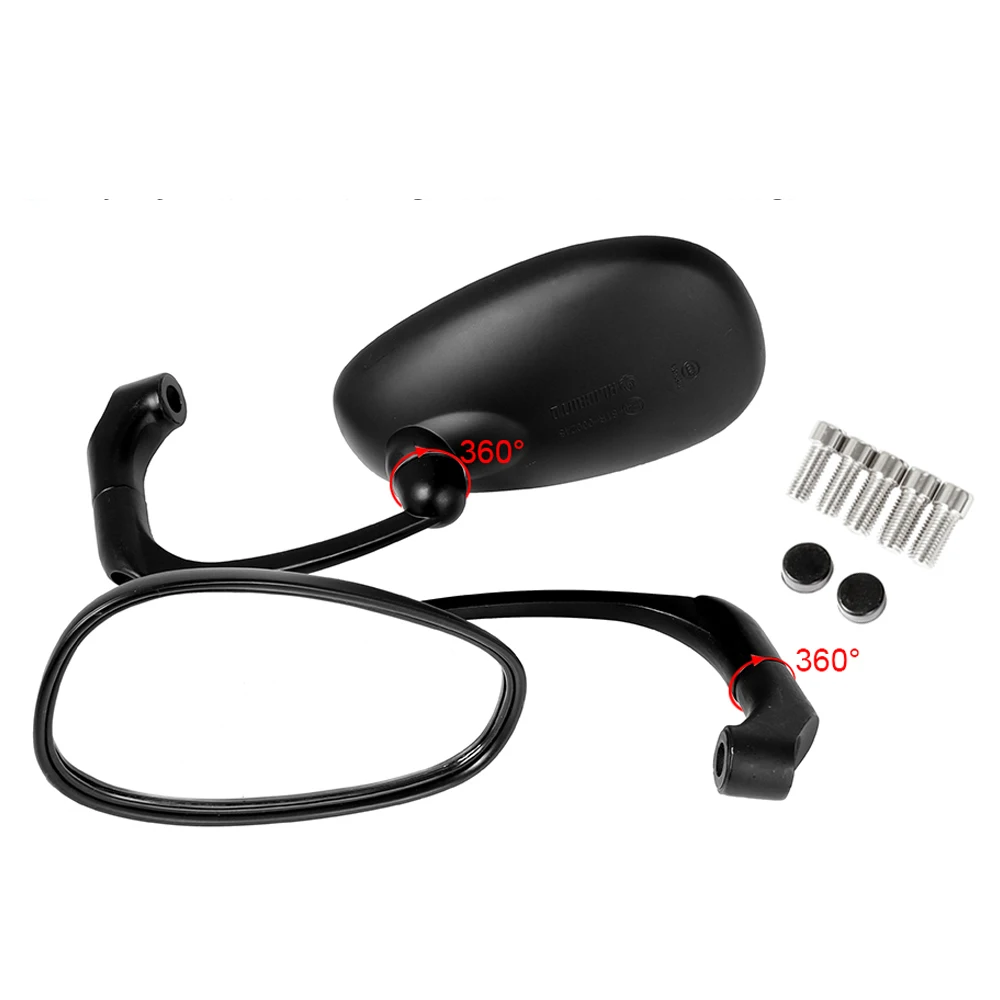 360° Adjustable Wide View Motorcycle Rearview Mirror 8/10mm Black Universal Side Mirrors For Honda CG 125 Cafe Racer Suzuki