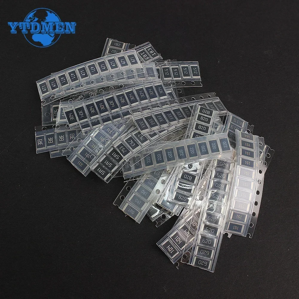 330PCS SMD 2512 Resistor Assorted Kit 1R-1M 33 Values 1K 10K 100K 200K 470K 1R 10R 22R 47R 150R 330R 470R 1M 5% Resistance Set