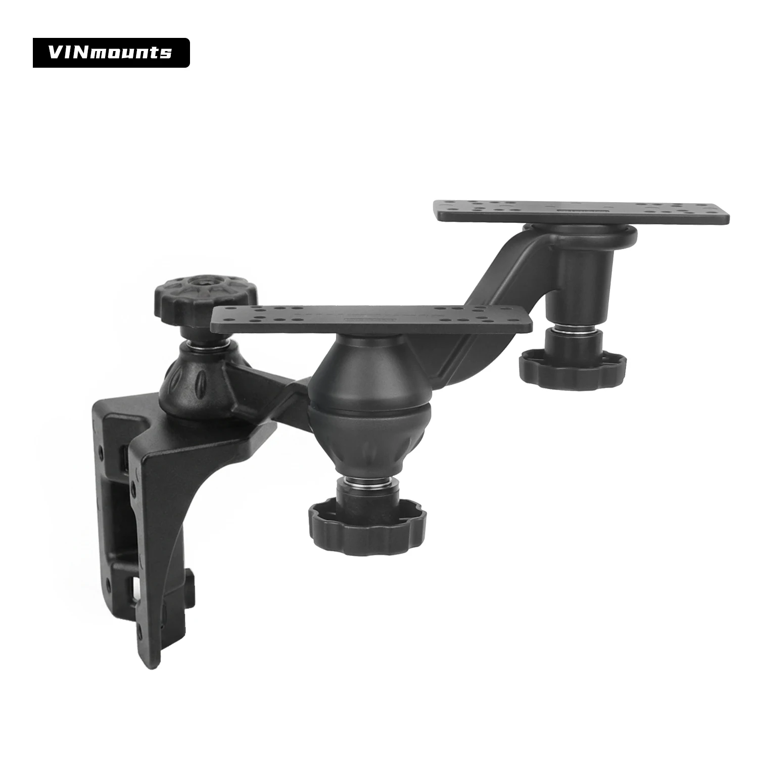 VINmount Dual Fish Finder Mount Vertical Base Horizontal Swing Arm Aluminum Alloy Dual Display Bracket for Boat Marine GPS Sonar