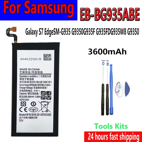 Flash sales EB-BG935ABE 3600mAh rechargeable batteries For SAMSUNG Galaxy S7 Edge SM-G935 G9350 G935F G935FD G935W8 G9+free TOOl