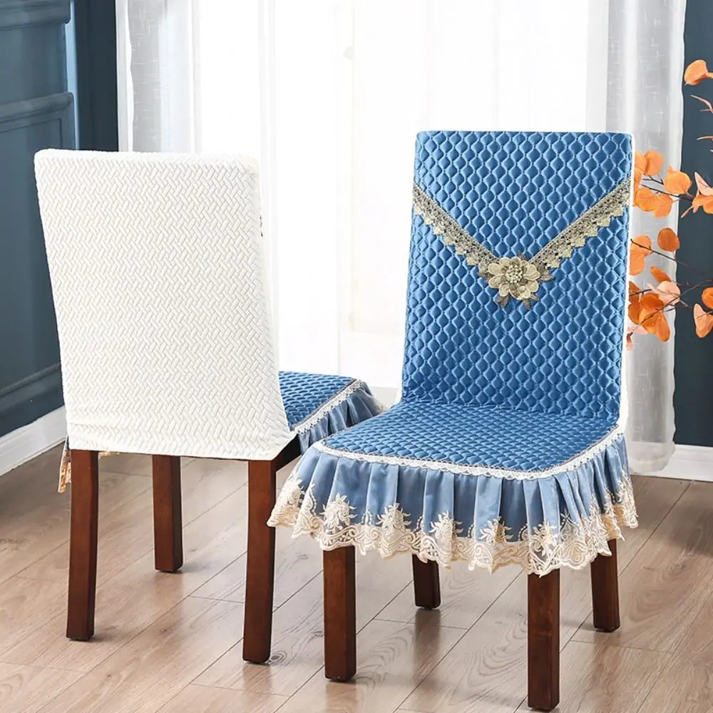 Dacron Embroidery Dining Chair Cover Skirt Universal Size Kitchen Chair Cover Removable Elastic Hotel Chair Cover Hotel