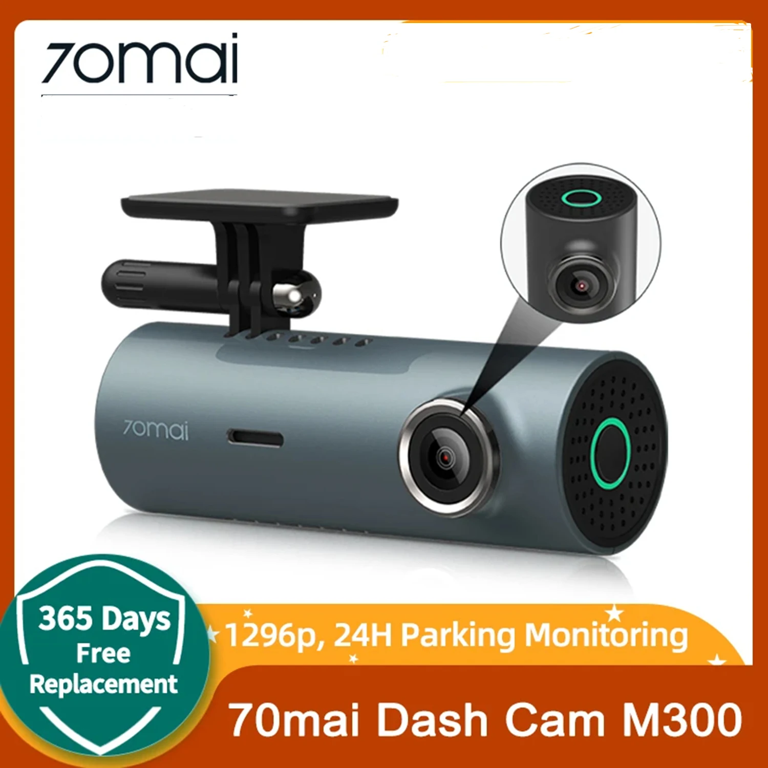 70mai Dash Cam M300 Car DVR 140° FOV 1296P Night Vision Dash Camera Recorder 24H Parking Monitor WIFI & App Control