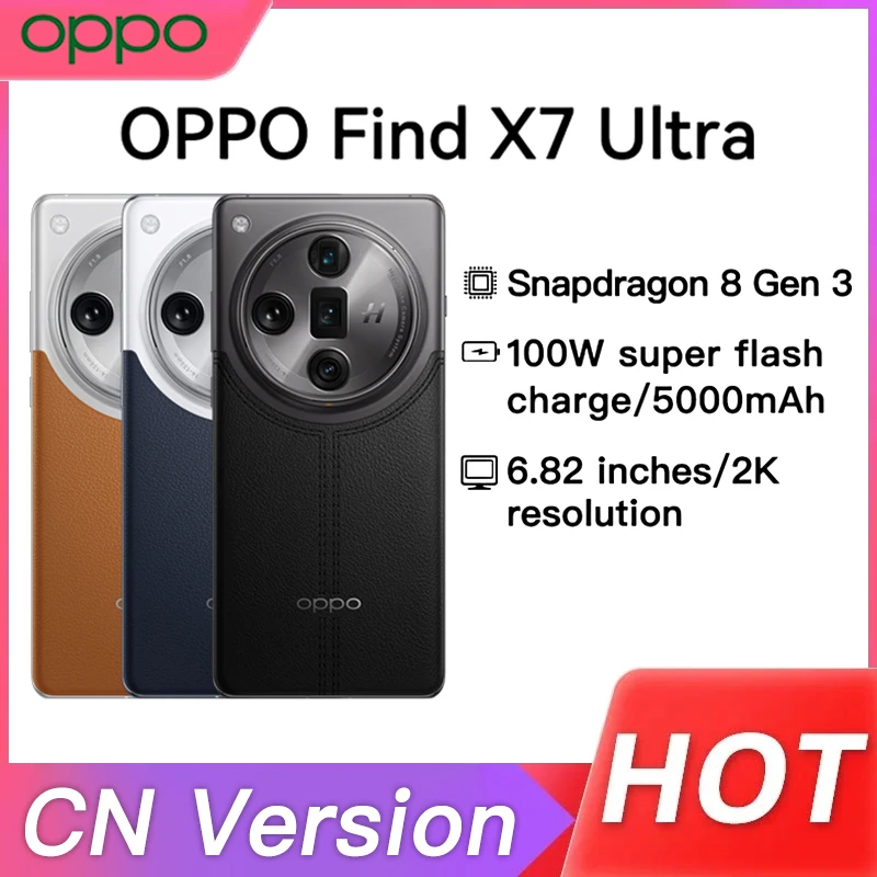 OPPO Find X7 Ultra 5G Smart Phone 6.82\'\' 120Hz AMOLED Screen Snapdragon 8 Gen 3 5000mAh Battery 50W Wireless Charge OTG 50MP OTA