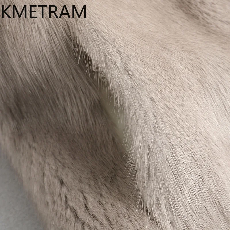 سترة نسائية كاملة من فرو المنك لعام 100% معطف فرو حقيقي رمادي فاخر مع غطاء محرك السيارة ملابس شتوية للنساء سترات فروي 2025 šğaba vrouwska
